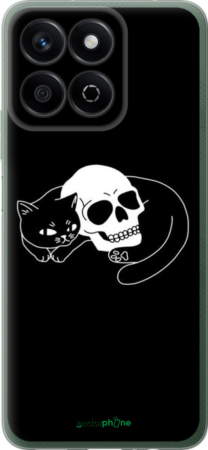 Силиконовый чехол С изображением кота и черепа для Huawei Honor X7c - 6491u-3874 изображение 