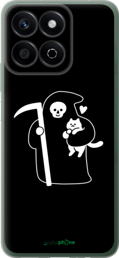 Силиконовый чехол Минималистичный арт: смерть и кошка для Huawei Honor X7c - 6529u-3874 изображение 