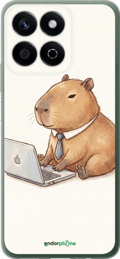 Силиконовый чехол Funny Capybara CEO Working для Huawei Honor Play 60 Plus - 6777u-4109 изображение 