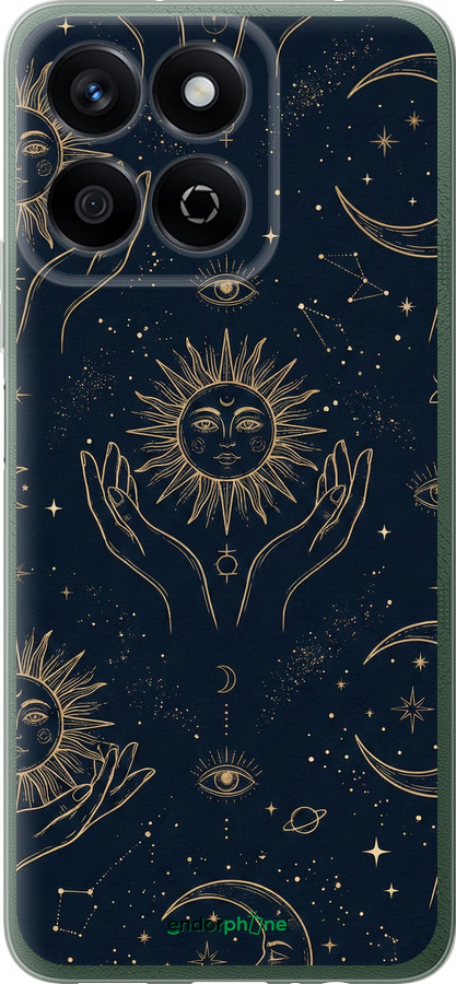 Силіконовий чехол Celestial Harmony: Sun & Moon Gold Mystic Pattern для Huawei Honor X7c - 6778u-3874 изображение 