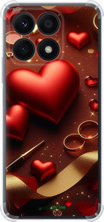 Силикон с усиленными углами чехол Сердечки v3 для Huawei Honor X8a - 5833sp-2963 изображение 
