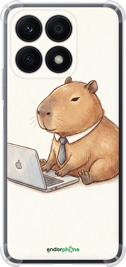 Силіконовий протиударний с посиленими кутами чехол Funny Capybara CEO Working для Huawei Honor X8a - 6777sp-2963 изображение 