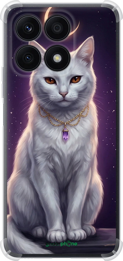 Силикон с усиленными углами чехол Mystic White Cat Gothic Dark Purple Gold для Huawei Honor X8a - 6805sp-2963 изображение 