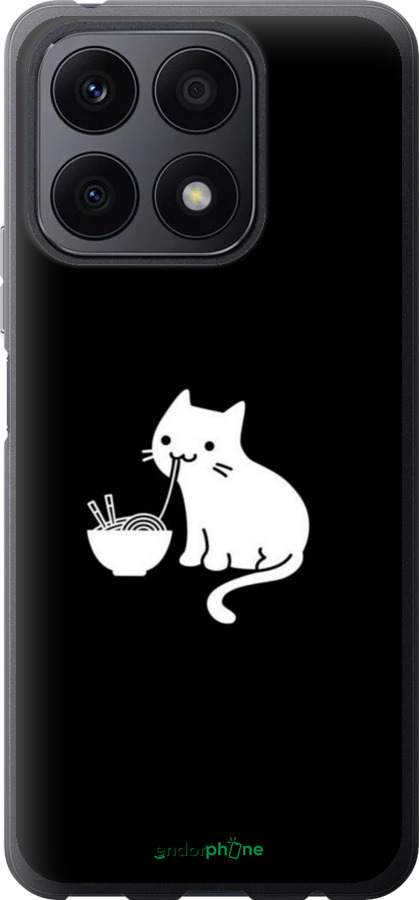 Силиконовый чехол С милым котом на черном фоне для Huawei Honor X8a - 6528u-2963 изображение 