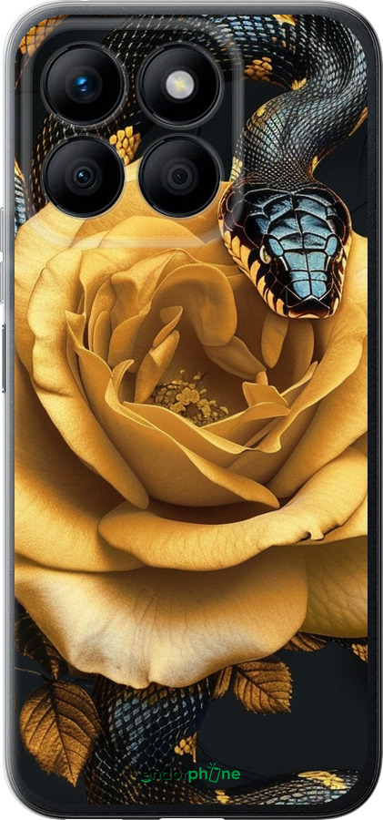 Силіконовий чехол Black snake and golden rose для Huawei Honor X8b - 6068u-3614 изображение 