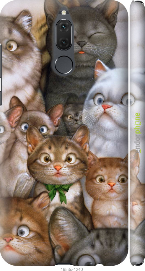 

3D пластиковий матовий чохол "Коти" для Huawei Mate 10 Lite