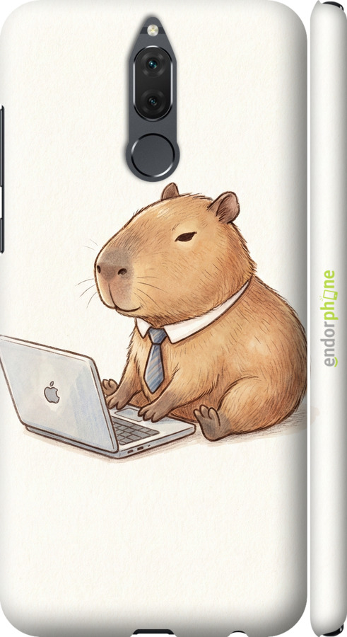 3D пластиковый матовый чехол Funny Capybara CEO Working для Huawei Mate 10 Lite - 6777m-1240 изображение 