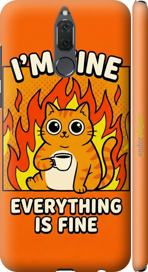 3D пластиковый матовый чехол Funny Cat для Huawei Mate 10 Lite - 6786m-1240 изображение 