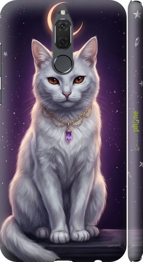 3D пластиковий матовий чехол Mystic White Cat Gothic Dark Purple Gold для Huawei Mate 10 Lite - 6805m-1240 изображение 