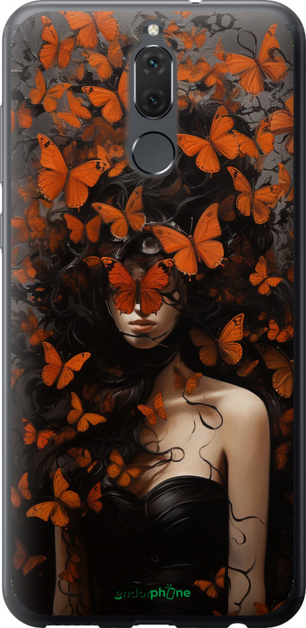 2D пластиковый чехол Девушка с оранжевыми бабочками для Huawei Mate 10 Lite - 5941t-1240 изображение 