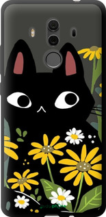 TPU чехол Черный кот с цветами для Huawei Mate 10 Pro - 6448b-1138 изображение 
