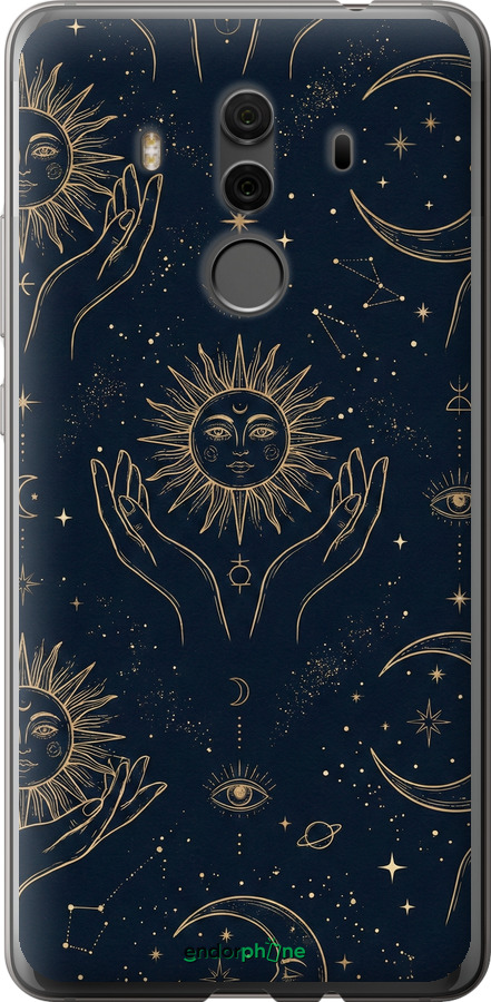 2D пластиковый чехол Celestial Harmony: Sun & Moon Gold Mystic Pattern для Huawei Mate 10 Pro - 6778t-1138 изображение 