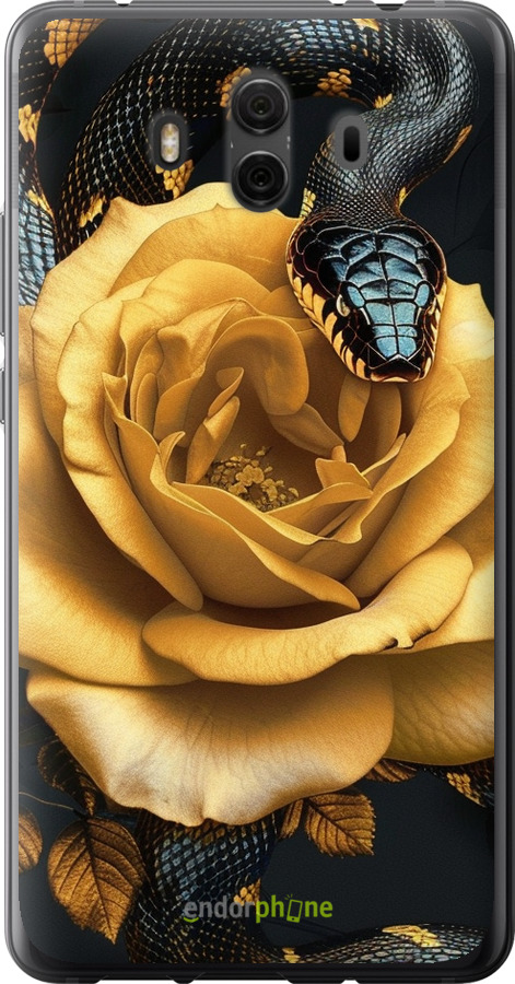 Силиконовый чехол Black snake and golden rose для Huawei Mate 10 - 6068u-1116 изображение 