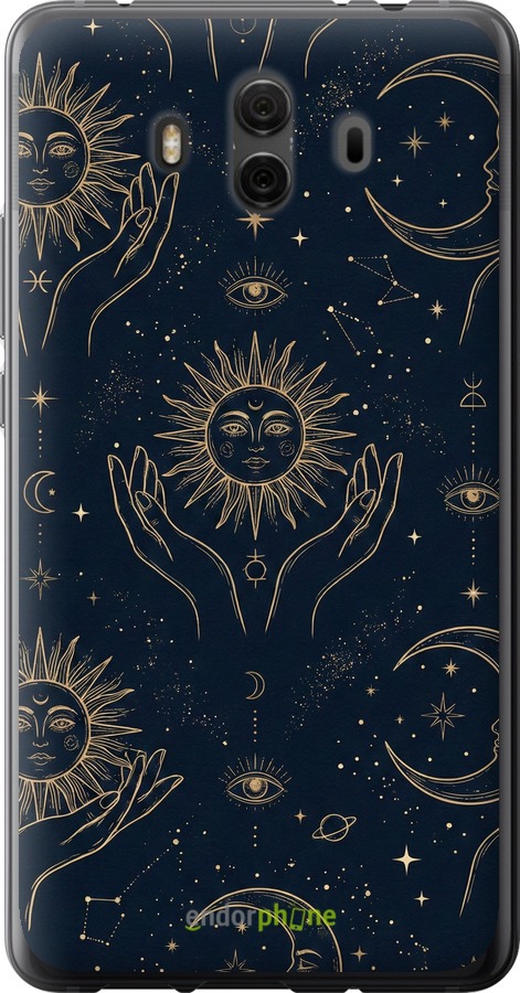 Силиконовый чехол Celestial Harmony: Sun & Moon Gold Mystic Pattern для Huawei Mate 10 - 6778u-1116 изображение 