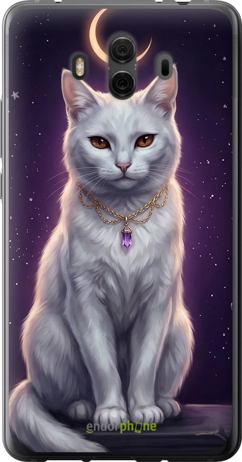 Силиконовый чехол Mystic White Cat Gothic Dark Purple Gold для Huawei Mate 10 - 6805u-1116 изображение 