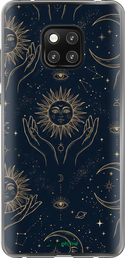 Силиконовый чехол Celestial Harmony: Sun & Moon Gold Mystic Pattern для Huawei Mate 20 Pro - 6778u-1567 изображение 