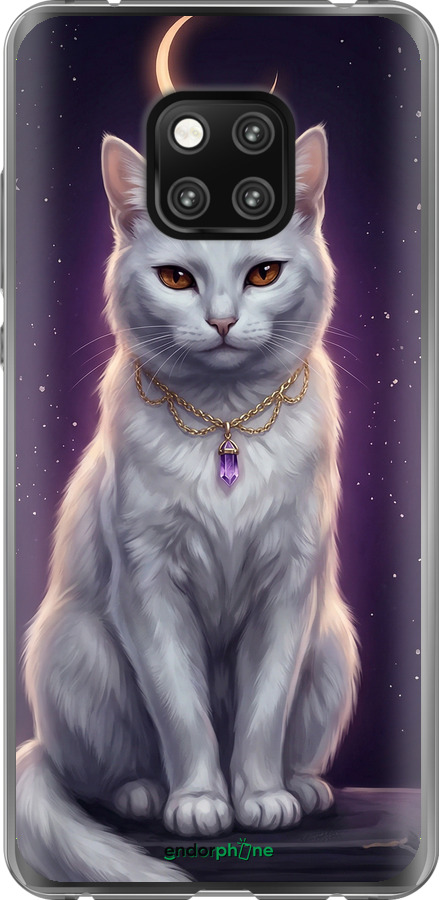 2D пластиковий чехол Mystic White Cat Gothic Dark Purple Gold для Huawei Mate 20 Pro - 6805t-1567 изображение 