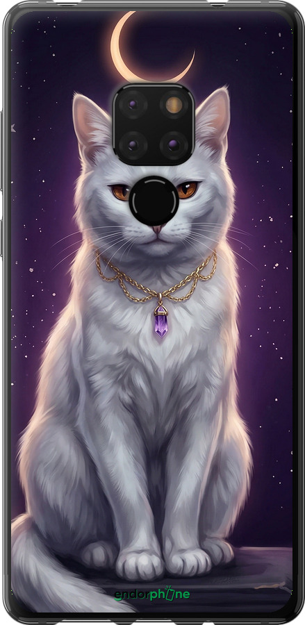 2D пластиковый чехол Mystic White Cat Gothic Dark Purple Gold для Huawei Mate 20 - 6805t-1578 изображение 
