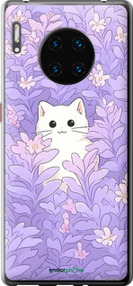 Силиконовый чехол Котик в цветах для Huawei Mate 30 Pro - 6390u-1796 изображение 