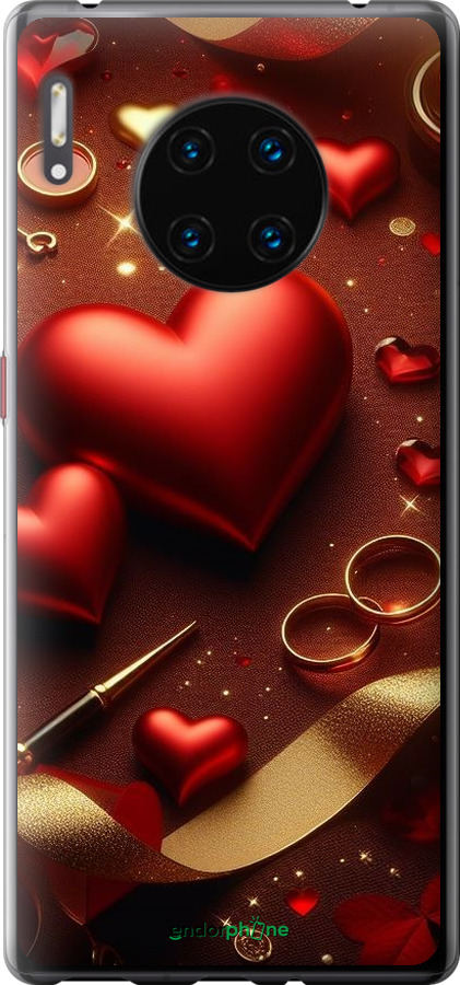 Силіконовий чехол Сердечки v3 для Huawei Mate 30 Pro - 5833u-1796 изображение 