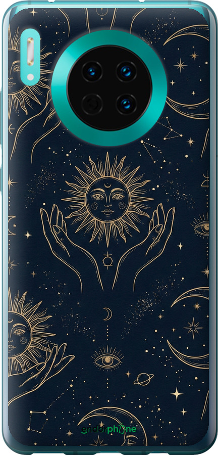 Силиконовый чехол Celestial Harmony: Sun & Moon Gold Mystic Pattern для Huawei Mate 30 - 6778u-1773 изображение 