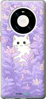 Силиконовый чехол Котик в цветах для Huawei Mate 40 Pro - 6390u-2124 изображение 