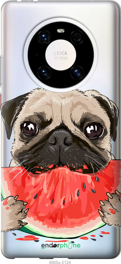 Силиконовый чехол Мопс и арбуз для Huawei Mate 40 Pro - 4665u-2124 изображение 