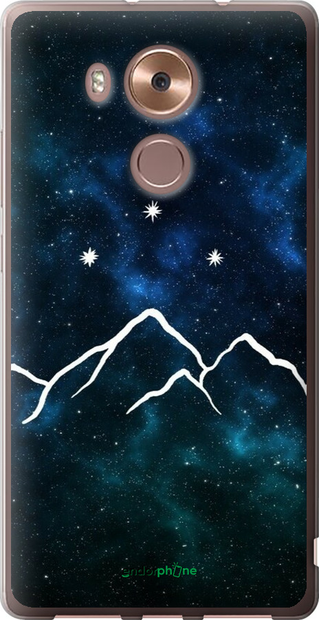 Силиконовый чехол Горы и звезды нарисованы на фоне галактики для Huawei Mate 8 - 6490u-269 изображение 