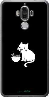 Силиконовый чехол С милым котом на черном фоне для Huawei Mate 9 - 6528u-425 изображение 