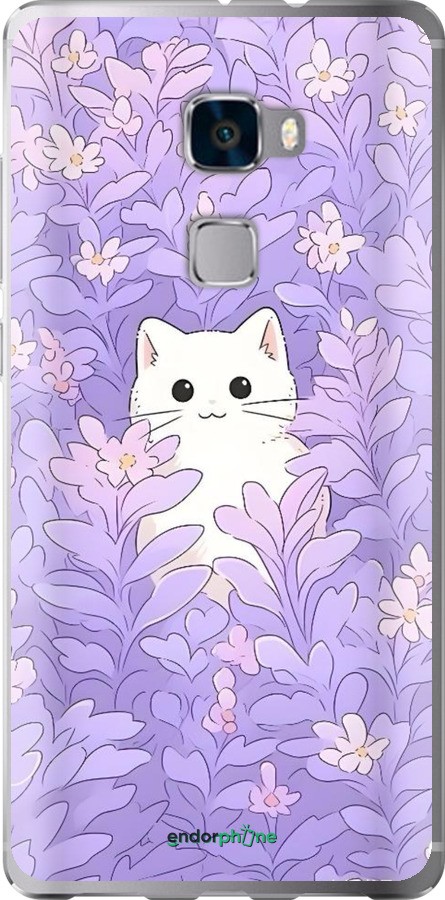 Силиконовый чехол Котик в цветах для Huawei Mate S - 6390u-490 изображение 