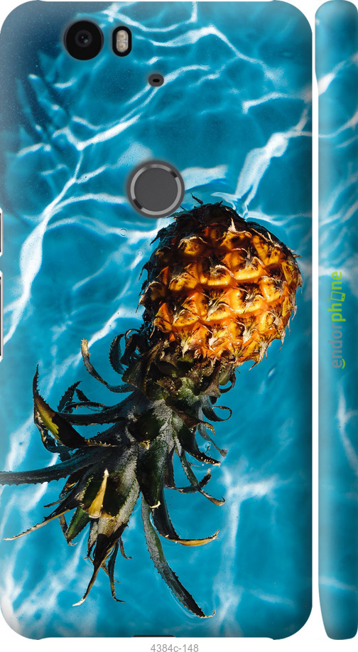3D пластиковий глянцевий чехол Ананас на воді для Huawei Nexus 6P - 4384c-148 изображение 