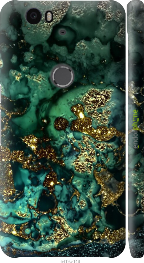 3D пластиковый глянцевый чехол Мрамор золото богатство для Huawei Nexus 6P - 5419c-148 изображение 