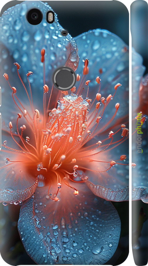 3D пластиковый глянцевый чехол Роса на цветке для Huawei Nexus 6P - 6039c-148 изображение 