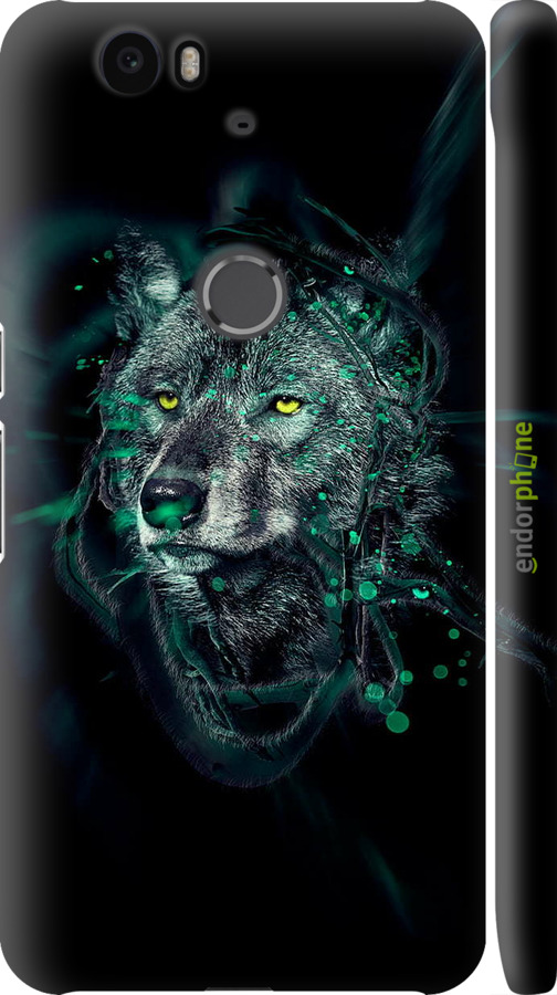 3D пластиковый глянцевый чехол Wolf для Huawei Nexus 6P - 6610c-148 изображение 
