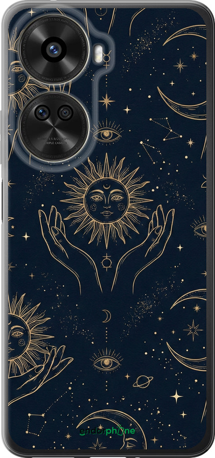 Силиконовый чехол Celestial Harmony: Sun & Moon Gold Mystic Pattern для Huawei nova 12 SE /  nova 11 SE - 6778u-3730 изображение 