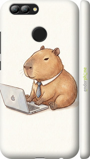 3D пластиковый матовый чехол 'Funny Capybara CEO Working' для Huawei Nova 2 изображение 1