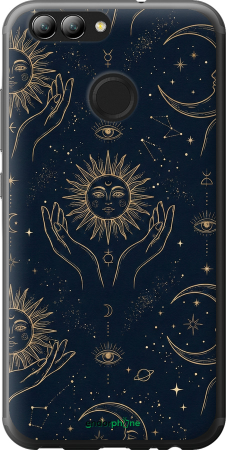 2D пластиковый чехол Celestial Harmony: Sun & Moon Gold Mystic Pattern для Huawei Nova 2 - 6778t-1021 изображение 