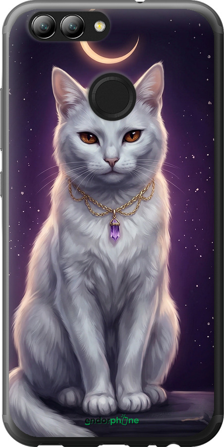 2D пластиковый чехол Mystic White Cat Gothic Dark Purple Gold для Huawei Nova 2 - 6805t-1021 изображение 