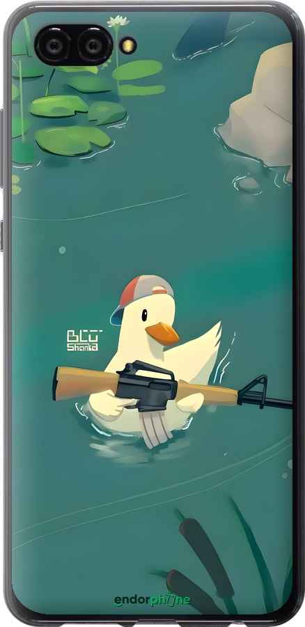 Силиконовый чехол Уточка с автоматом для Huawei Nova 2S - 6356u-1388 изображение 