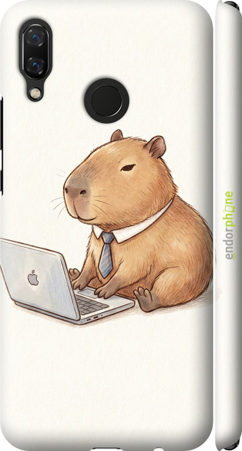 3D пластиковый матовый чехол Funny Capybara CEO Working для Huawei Nova 3 - 6777m-1535 изображение 