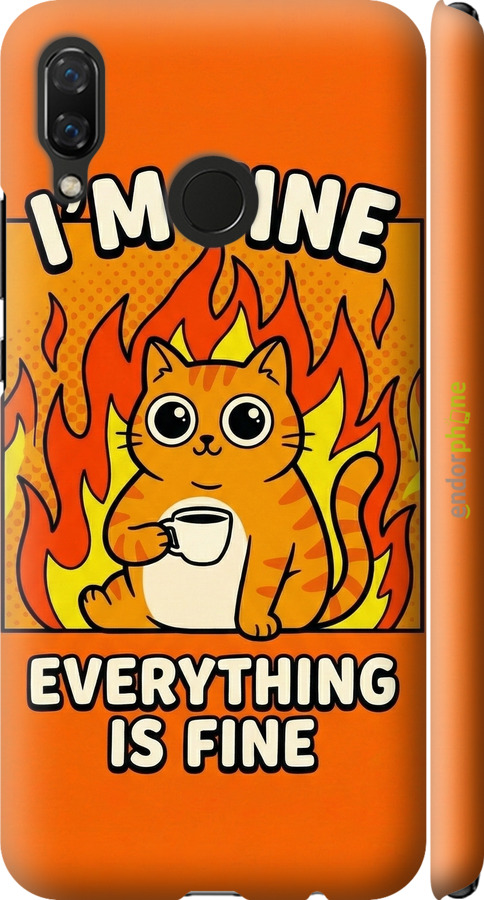 3D пластиковый матовый чехол Funny Cat для Huawei Nova 3 - 6786m-1535 изображение 