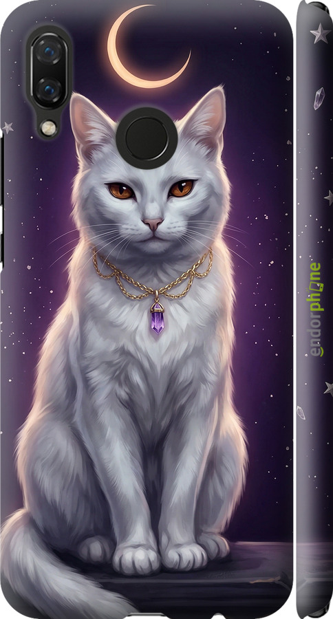 3D пластиковий матовий чехол Mystic White Cat Gothic Dark Purple Gold для Huawei Nova 3 - 6805m-1535 изображение 