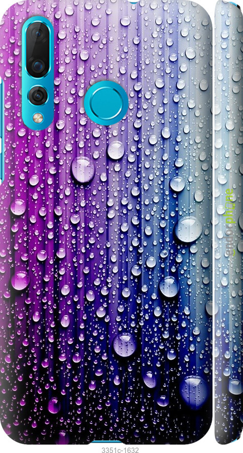 

3D пластиковий матовий чохол "Краплини води" для Huawei Nova 4, Синій