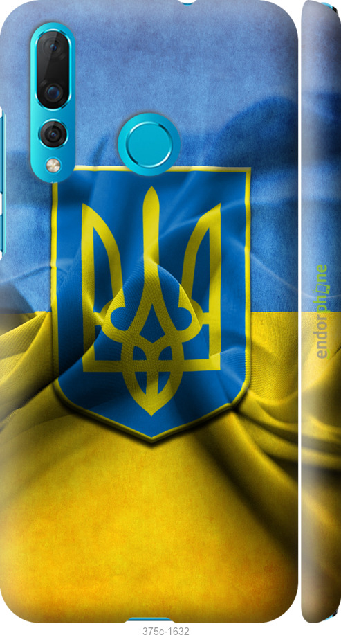 

3D пластиковий матовий чохол "Прапор та герб України" для Huawei Nova 4, Блакитний