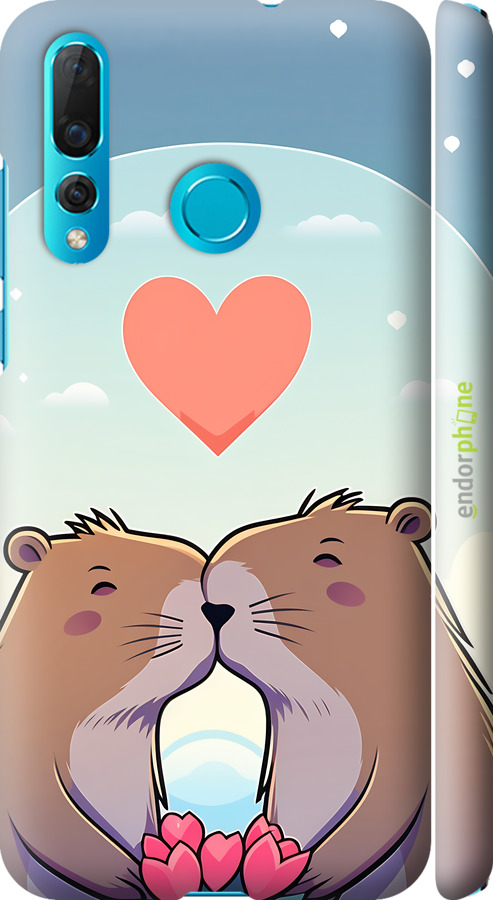 3D пластиковый матовый чехол Капибара любовь для Huawei Nova 4 - 6027m-1632 изображение 