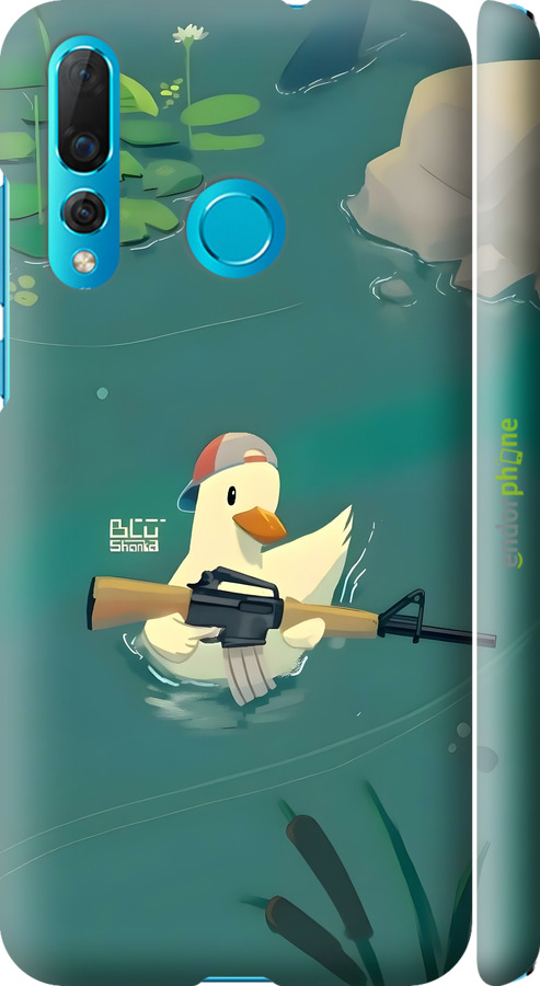 3D пластиковый матовый чехол Уточка с автоматом для Huawei Nova 4 - 6356m-1632 изображение 