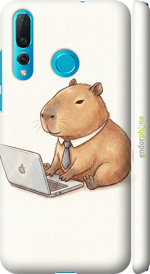 3D пластиковый матовый чехол Funny Capybara CEO Working для Huawei Nova 4 - 6777m-1632 изображение 
