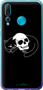 Силіконовий чехол Із зображенням кота та черепа для Huawei Nova 4 - 6491u-1632 изображение 