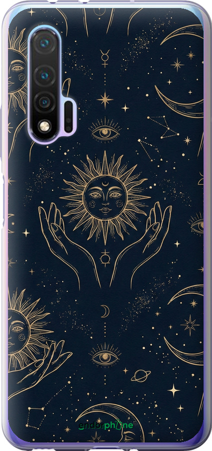 Силиконовый чехол Celestial Harmony: Sun & Moon Gold Mystic Pattern для Huawei Nova 6 - 6778u-1821 изображение 