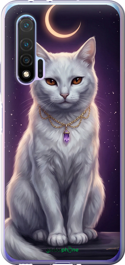 Силиконовый чехол Mystic White Cat Gothic Dark Purple Gold для Huawei Nova 6 - 6805u-1821 изображение 